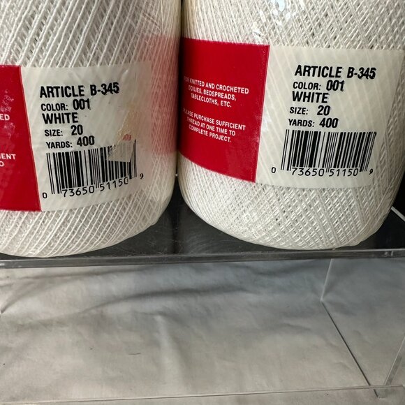Crochet Thread New White Sz 20 - 2-400yd Clarks Big Ball  1-225 yd Knit Crosheen - Picture 4 of 7